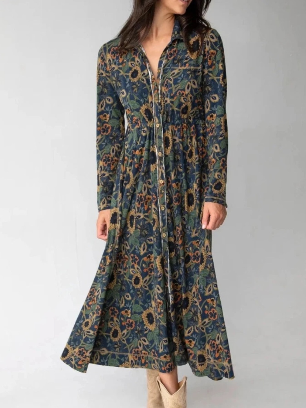 Natural Life Floral Christa Knit Cotton Maxi Dress Women’s Sz XL